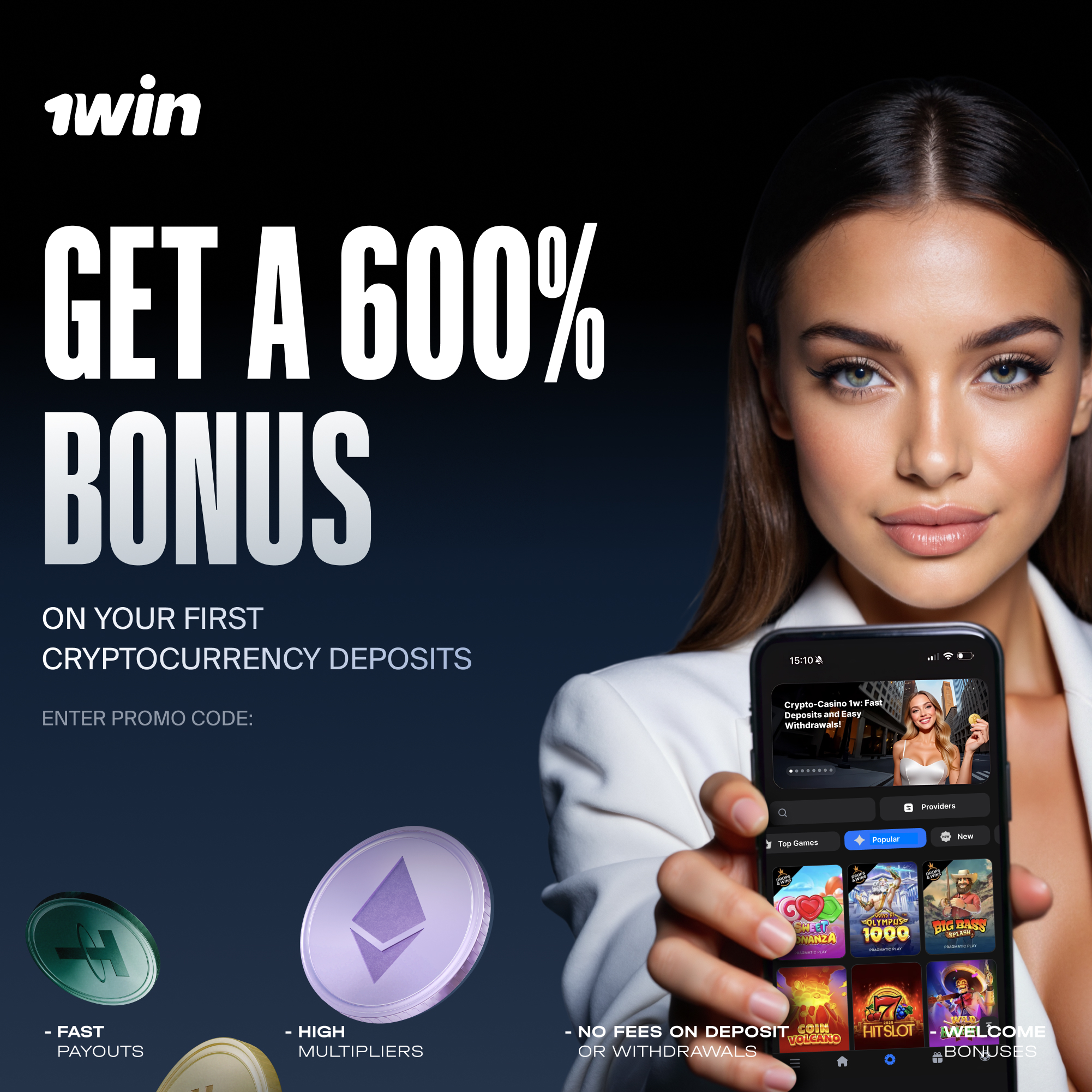 Register with 1win promo code for a 600% bonus